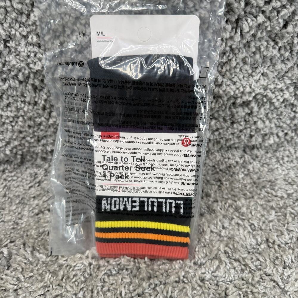 Lululemon Tale To Tell Quarter Sock Size M/L 1 Pair Multicolor Brand New